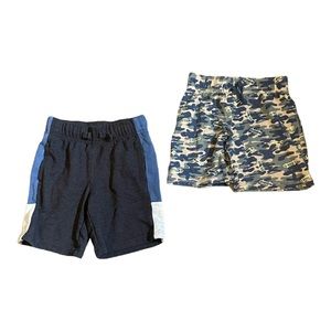 Boys Shorts Set of 2 Size 5 Osh Kosh Camo Skater Athletic Grey Blue Green